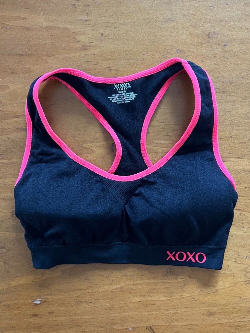 XOXO Sport Black Pink Racerback Sports Bra Size M